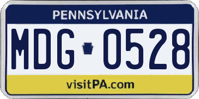 PA license plate MDG0528