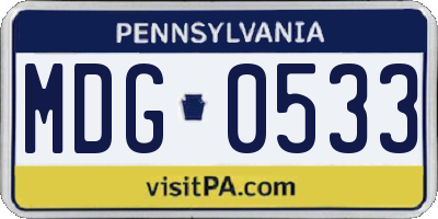 PA license plate MDG0533