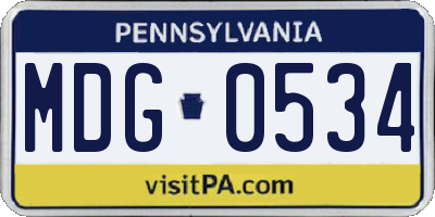 PA license plate MDG0534