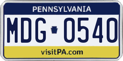 PA license plate MDG0540