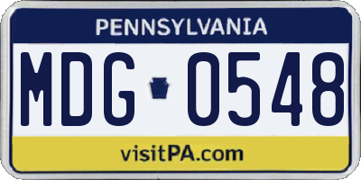 PA license plate MDG0548