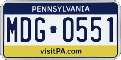 PA license plate MDG0551