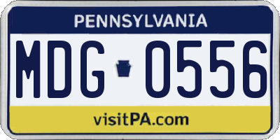 PA license plate MDG0556