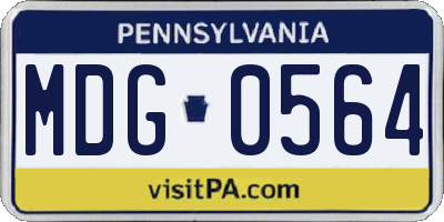 PA license plate MDG0564