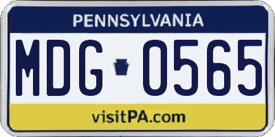 PA license plate MDG0565