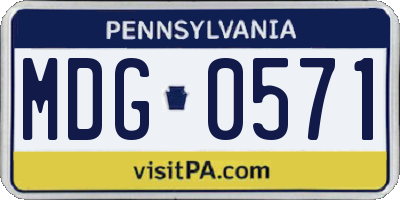 PA license plate MDG0571