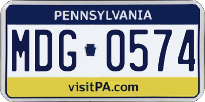 PA license plate MDG0574