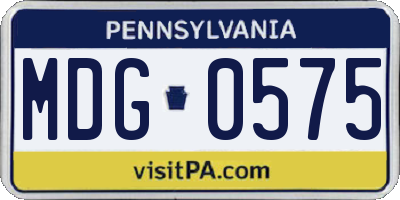 PA license plate MDG0575