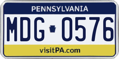PA license plate MDG0576