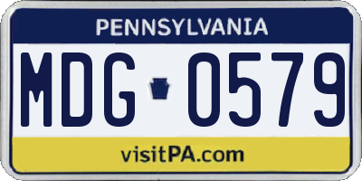 PA license plate MDG0579
