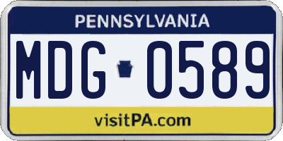 PA license plate MDG0589