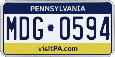PA license plate MDG0594