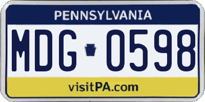 PA license plate MDG0598