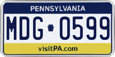 PA license plate MDG0599