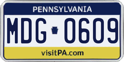 PA license plate MDG0609