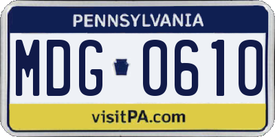 PA license plate MDG0610