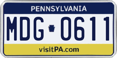 PA license plate MDG0611