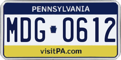 PA license plate MDG0612