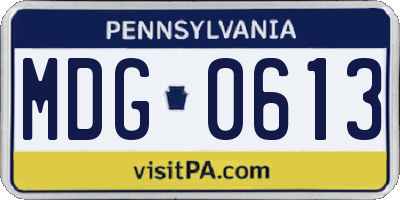 PA license plate MDG0613