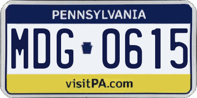 PA license plate MDG0615