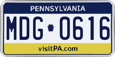 PA license plate MDG0616