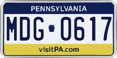 PA license plate MDG0617