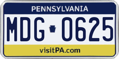 PA license plate MDG0625