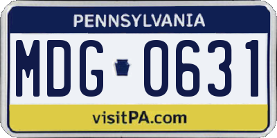 PA license plate MDG0631
