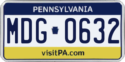 PA license plate MDG0632