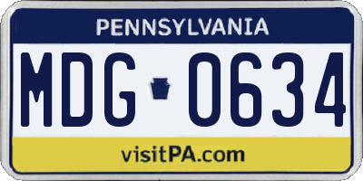 PA license plate MDG0634