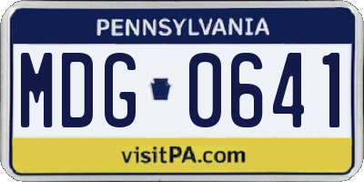PA license plate MDG0641