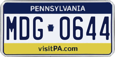 PA license plate MDG0644