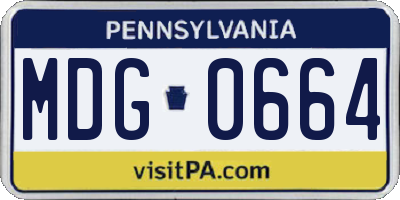 PA license plate MDG0664