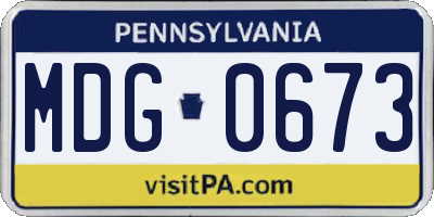 PA license plate MDG0673