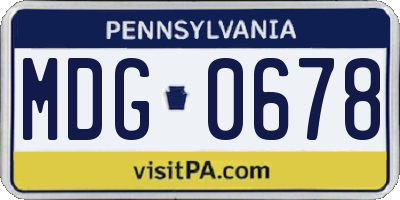 PA license plate MDG0678