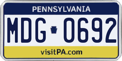 PA license plate MDG0692