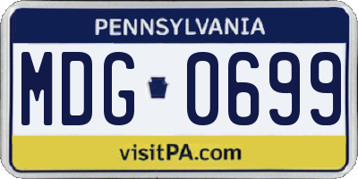PA license plate MDG0699