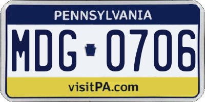 PA license plate MDG0706