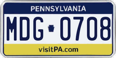 PA license plate MDG0708