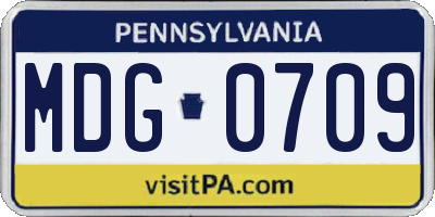 PA license plate MDG0709