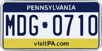 PA license plate MDG0710