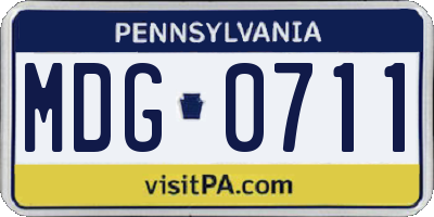 PA license plate MDG0711