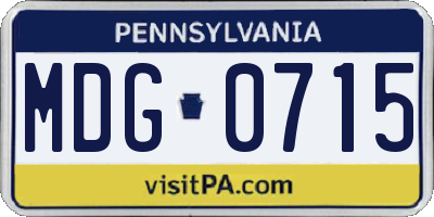 PA license plate MDG0715
