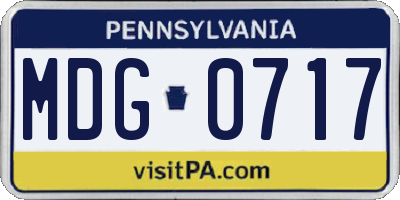 PA license plate MDG0717
