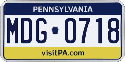 PA license plate MDG0718