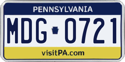 PA license plate MDG0721