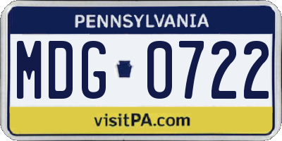 PA license plate MDG0722