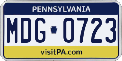 PA license plate MDG0723