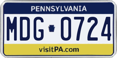 PA license plate MDG0724