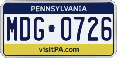 PA license plate MDG0726